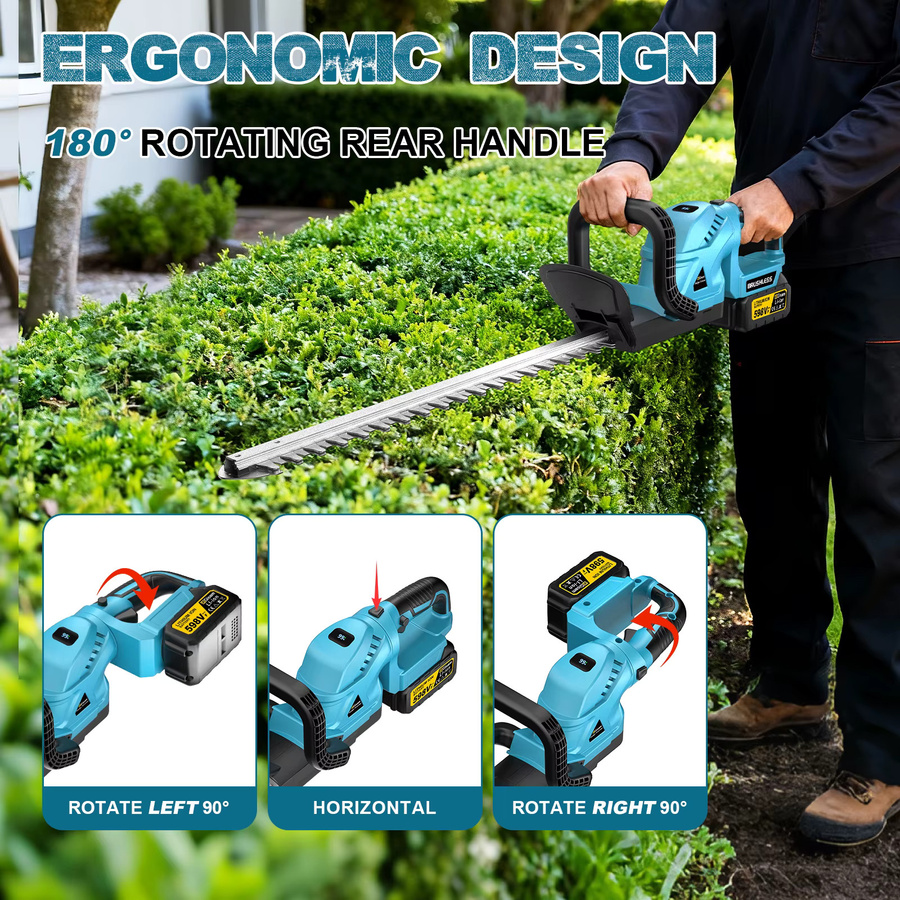 Gisam Bürstenloser elektrischer Heckenschneider und Trimmer für Makita LXT 18V Akku, Blau - Bild 2