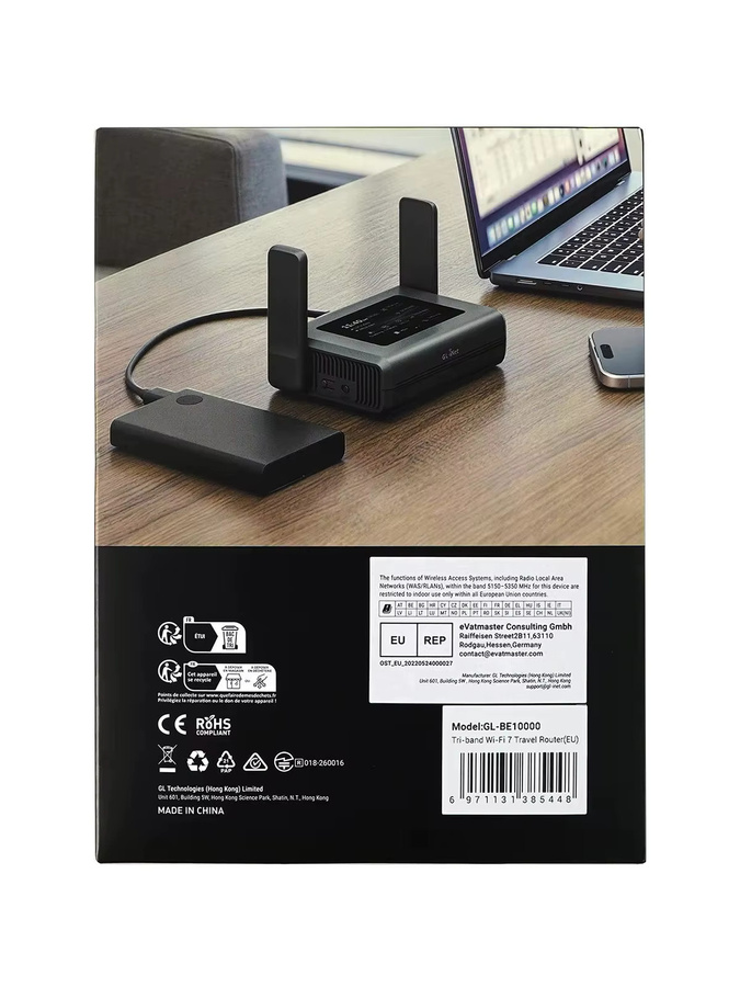 GL.iNet Slate 7 Pro GL-BE10000 WiFi 7 Reise-Router, Tri-Band Tragbarer VPN-Router mit 2,8-Zoll-Touchscreen, Dual 2,5G-Ports und OpenWrt, Schwarz - Bild 7