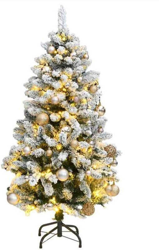 Künstlicher Weihnachtsbaum von vidaxl in Grün und Weiß mit 150 LEDs und Kugeln, klappbar, Höhe: 120 cm - Bild 1