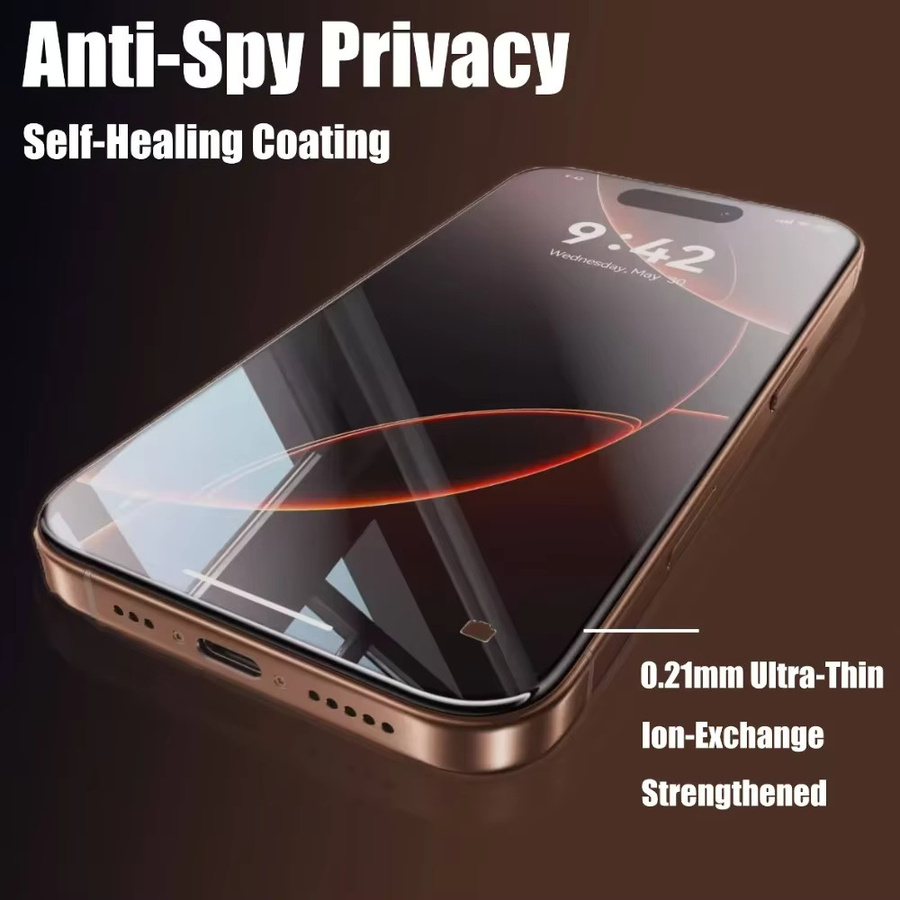 DIXSG 3er Pack Anti-Spionage Hartglas Displayschutzfolien für iPhone 16 15 14 13 12 11 Pro Max Plus XR mit One Click Staubfreier Anwendung, Transparent - Bild 2