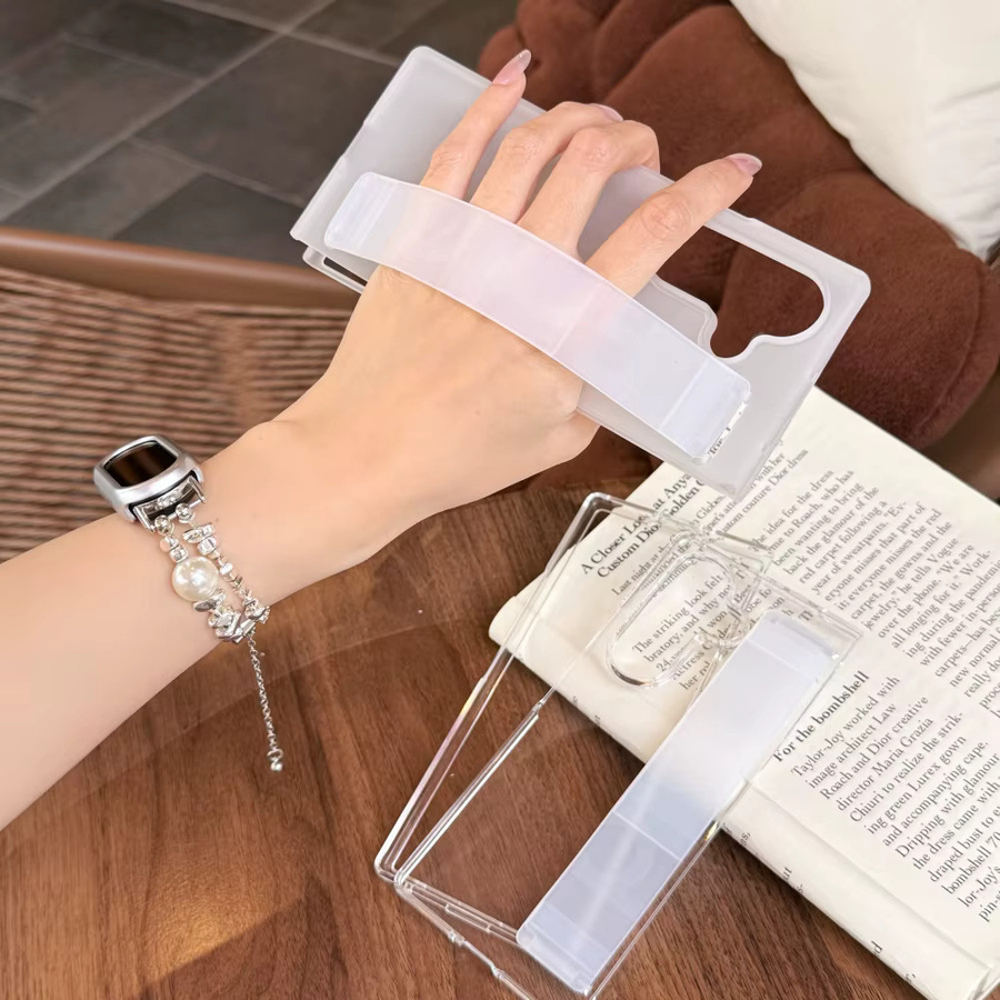 Loobival Silikon-Schutzhülle mit elastischem Armband für Samsung Galaxy Z Fold 7 6 5 4 3, Transparent, Stoßfeste Standhülle - Bild 2