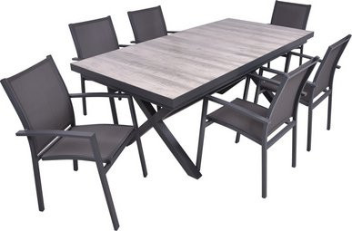GARDEN PLEASURE Gartenmöbelset RANA mit 6 Sitzplätzen aus Aluminium und Keramik in Grau - Bild 1