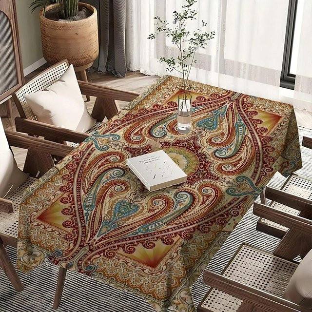 Wasserdichte Boho Persische Tischdecke von JINGYUE Pet, Ölbeständig und Staubdicht, Mehrfarbig, B: 145 cm, L: 200 cm - Bild 1