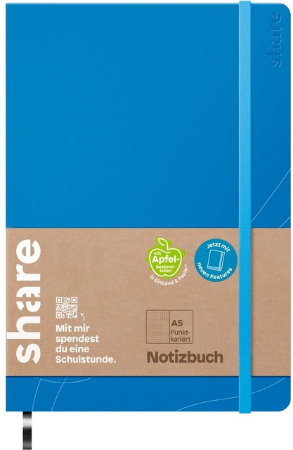 share Notizbuch A5 punktkariert in Hellblau mit Hardcover und elastischem Verschluss - Bild 1