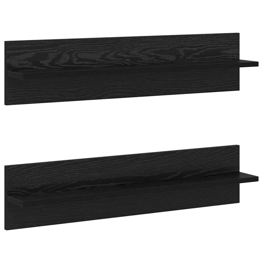 vidaXL Wandregal 2er Set in Schwarz und Eichen-Optik, B/H/T: 80 x 11,5 x 18 cm - Bild 2