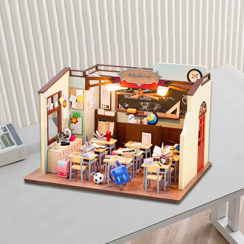 Battoom DIY Mini-Puppenhaus 3D-Holzpuzzle als kreatives Modellbau-Set in Natur und Mehrfarbig mit Werkzeug - Bild 2