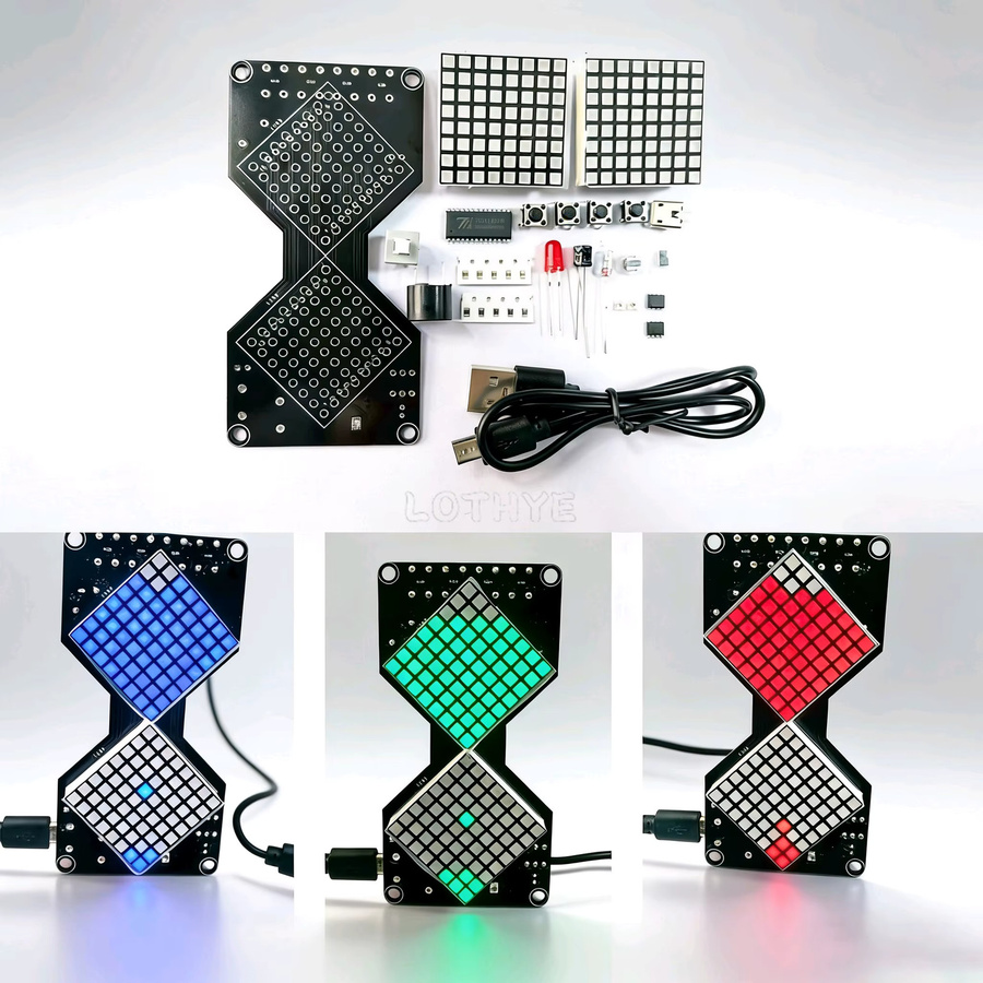 LOTHYE DIY Elektronik-Bausatz Schwerkraftsensor-Timer LED-Punktmatrix, Elektronische Sanduhr, Micro-USB - Bild 2