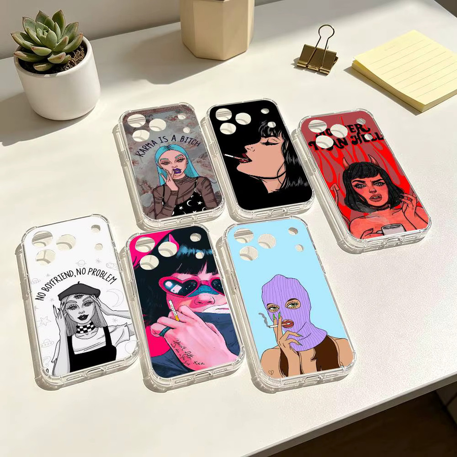 Devil-Girl Handyhülle Transparent IMD für iPhone 11 bis iPhone 17 Pro Max Plus Mini Weiche Schutzhülle - Bild 2