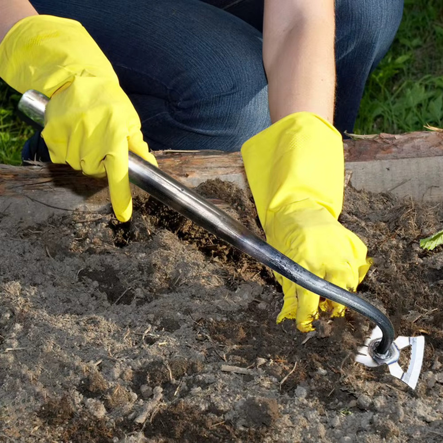 APWIKOGER 2 in 1 Unkrautentferner mit ergonomischem Griff, manuelle Unkrautgabel und Gartenschaufel in Blau und Silber - Bild 4