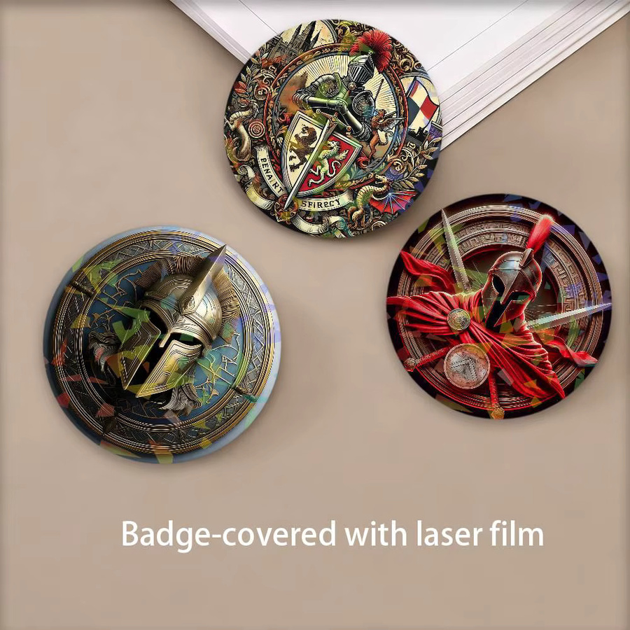 Mittelalterliches Ritterschild-Abzeichen-Set als Emaille-Pin und glänzende Glas-Anstecknadel in Antik-Optik für Rucksack und Kostüm - Bild 2