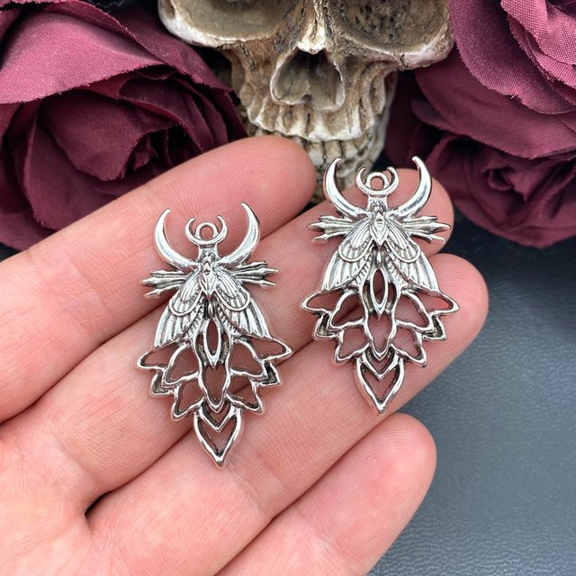 Anhänger Luna Moth Halbmond-Motten, Silber, Unisex, 42*25mm - Bild 1