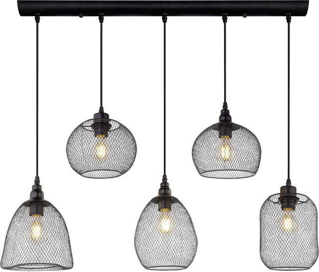 GLOBO Pendelleuchte Anya in Schwarz aus Metall mit 5 E27 Fassungen, B/H/T: 89 x 120 x 20 cm - Bild 1