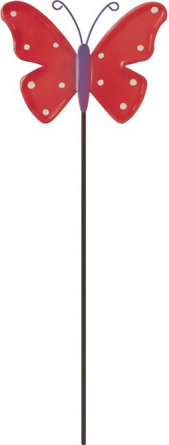 Gartenstecker Schmetterling aus Eisen in Rosa-Violett, Breite: 10,8 cm, Tiefe: 0,4 cm, Höhe: 30 cm - Bild 1