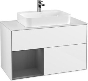 V&B Waschtischunterschrank Finion 100 in Weiß glänzend lackiert, B/T/H: 100 x 50,1 x 50,1 cm - Bild 1