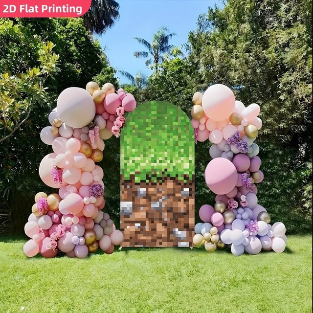 VIKAMA Fashion Arch Backdrop mit geometrischem Ziegeldesign in Multicolour für Abschlussfeiern und Jubiläen - Bild 1