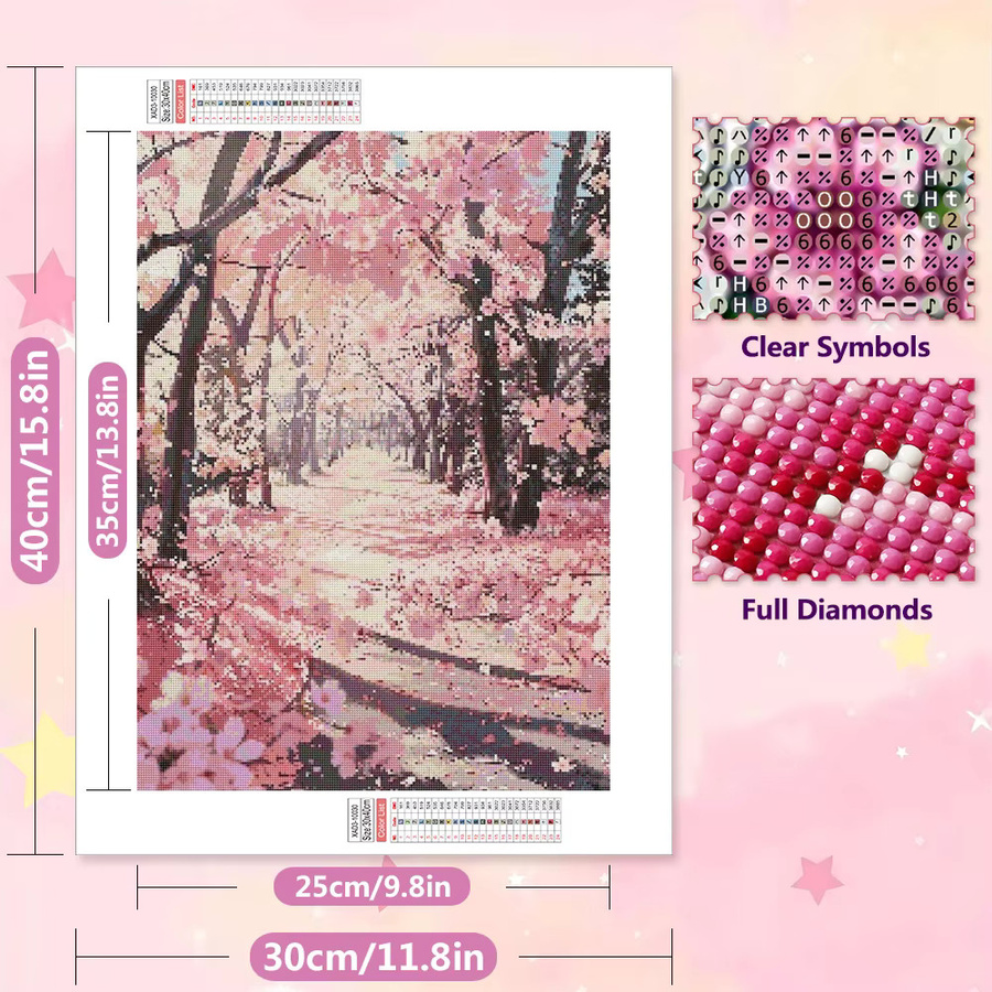 EverShine Diamantmalerei Kirschblütenbaum 5D Vollbohr-Stickerei DIY Mosaik Landschaft B/H: 30,0 x 20,0 cm - Bild 2
