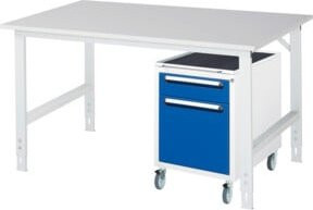 Rau Arbeitstisch Tom KM08 höhenverstellbar, B/T/H: 150 x 100 x 76,0-108,0 cm, Grau/Weiß - Bild 1