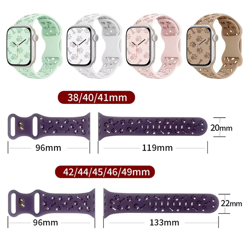JDFANS Uhrenarmband Silikon, Hundepfoten, Weiß, Unisex - Bild 2