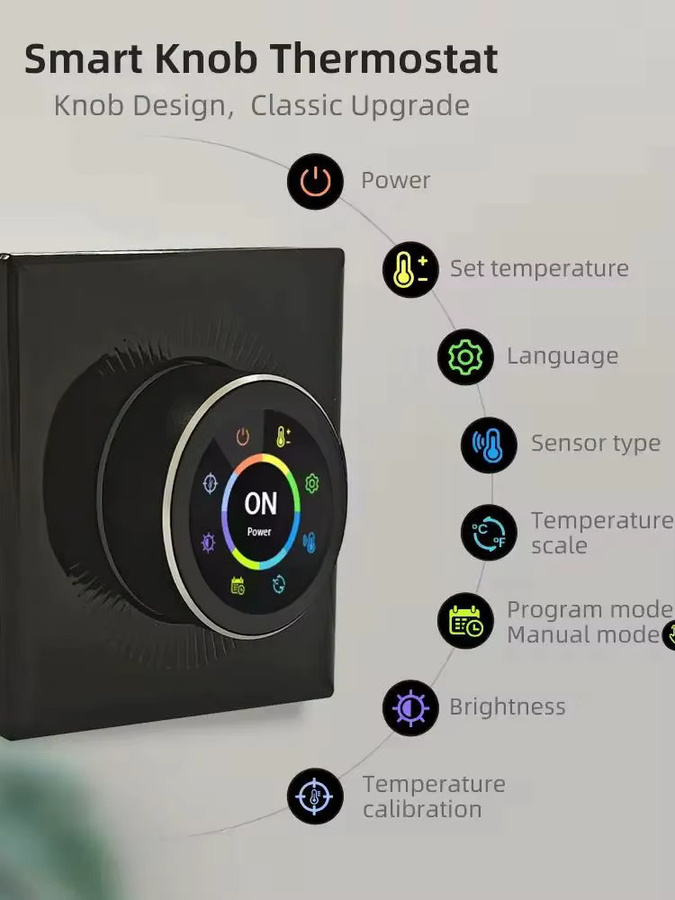 Tuya WiFi Smart Knob Thermostat als programmierbarer Raumtemperaturregler für Fußbodenheizung, Wasser- und Gasheizkessel in Grau oder Schwarz - Bild 5