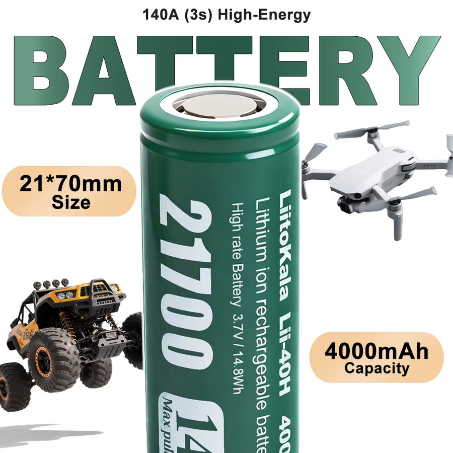 LiitoKala Lii-40H 21700 Hochleistungs-Akku mit 4000 mAh und 140 A Entladung, 3,7 V, Farbe: Grün - Bild 4