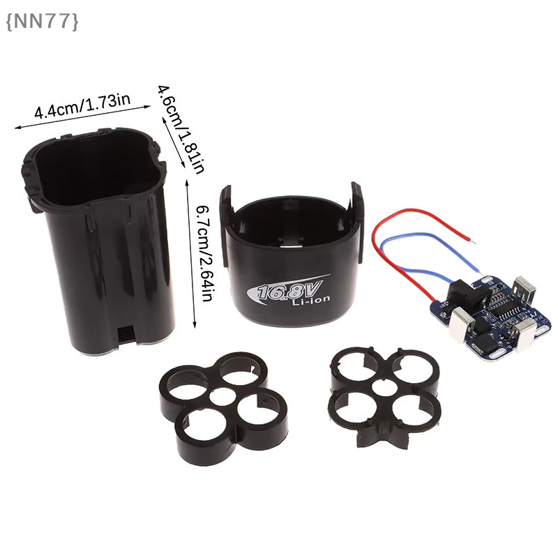 4S BMS 16,8 V Lithium-Batterie-Aufbewahrungsbox für 18650 Zellen in Schwarz inklusive PCBA und Halterung (ohne Batterien) - Bild 5