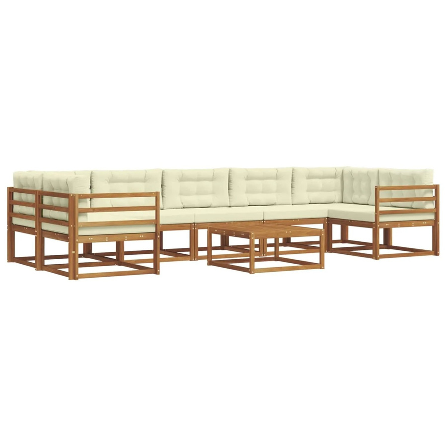 vidaXL Outdoor-Sofagarnitur L-Form aus Akazienholz mit 8 Kissen in Braun und Beige - Bild 2