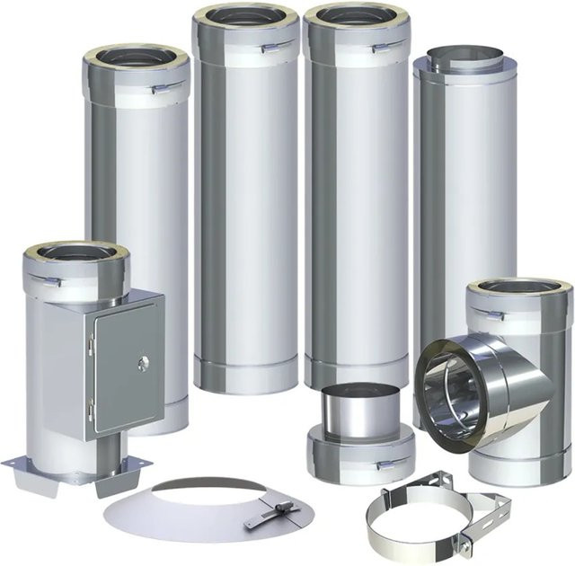 H&M Germany NewLine Doppelwandiges Edelstahl-Schornstein-Paket in Silber, Durchmesser: 150 mm, Länge: 5,2 m - Bild 1