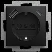 Busch-Jaeger USB Steckdoseneinsatz mit USB-A und USB-C Anschlüssen in Schwarz für den Unterbau - Bild 1