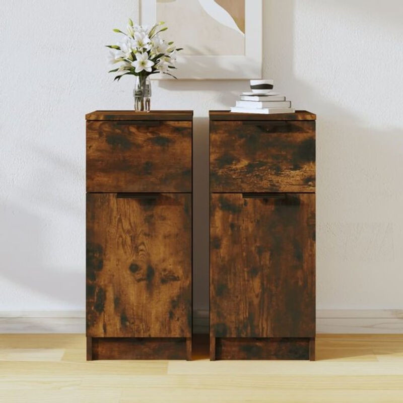 Vidaxl Sideboard Set 2 Stück aus Holzwerkstoff in Braun, Minimalistisches Design, B/T/H: 30 x 30 x 70 cm - Bild 1