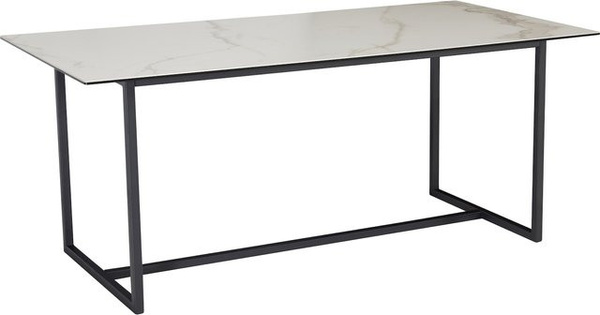 Esstisch ARCTIC von KADIMA DESIGN aus Glaskeramik in Marmoroptik, Weiß-Schwarz, B/T/H: 180 x 90 x 76 cm