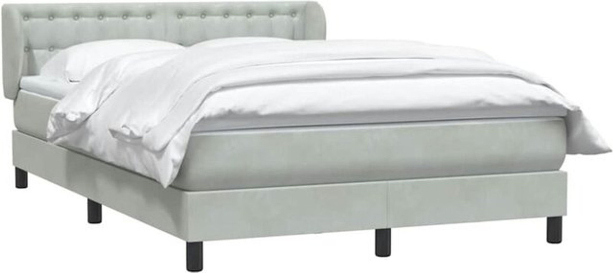vidaxl Boxspringbett mit Matratze aus Samt in Grau, B/T/H: 160 x 210 cm - Bild 1