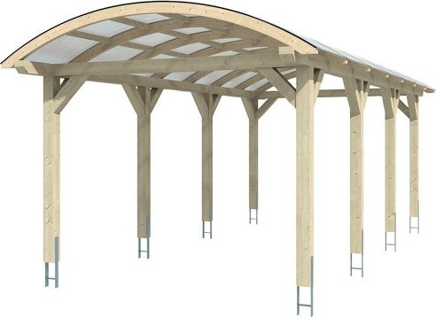 Skan Holz Carport Franken Bogendach aus Fichte Leimholz in Beige mit Doppelstegplatten B/T: 376 x 755 cm, Höhe: 293 cm - Bild 3