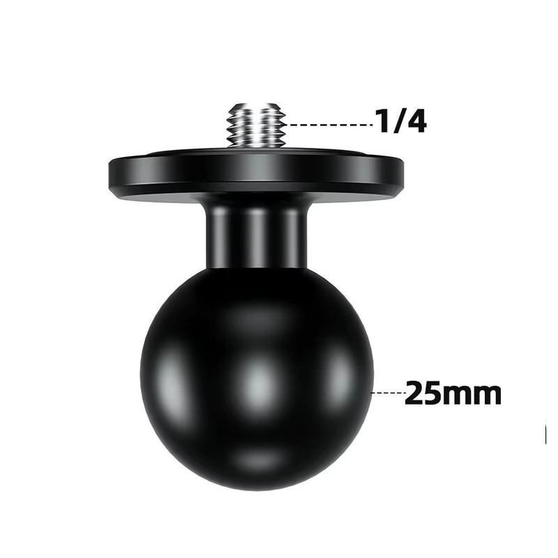 Ram-Ball-Halterung mit Kugelkopfadapter und 1/4-Zoll-Schraube für GoPro und Insta360 Action-Kameras in Schwarz - Bild 2