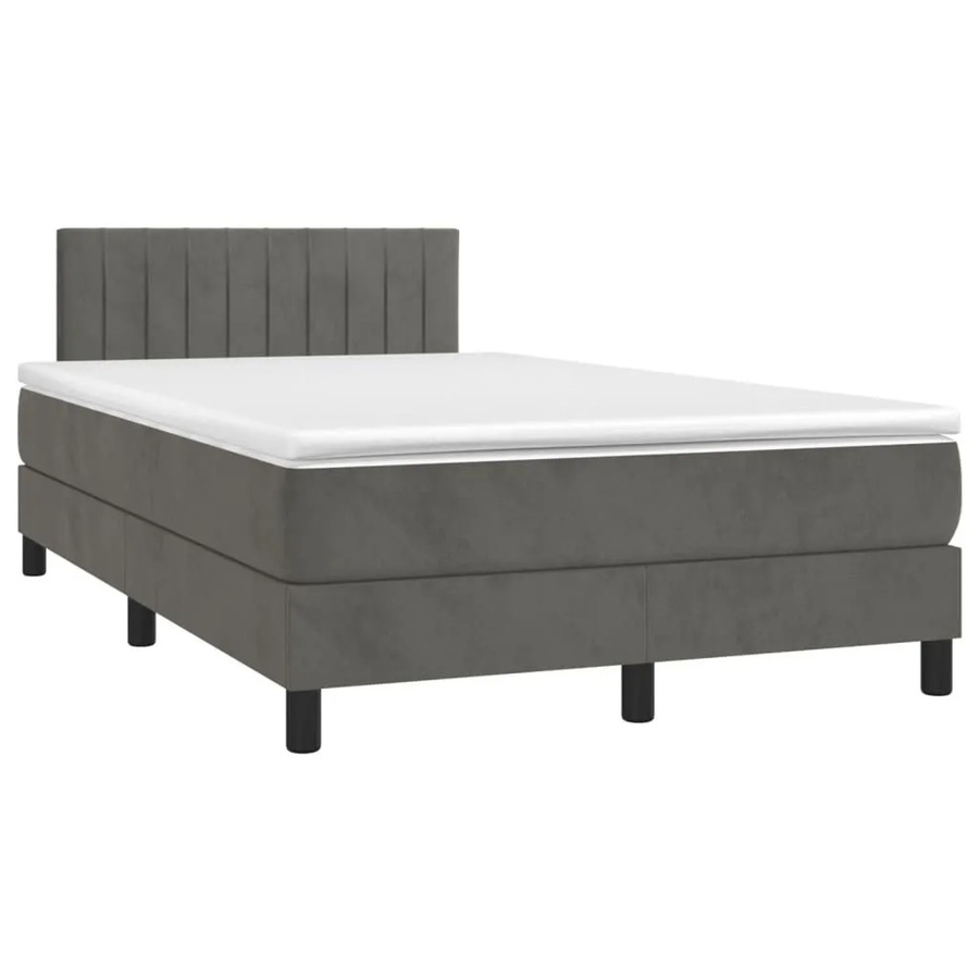 vidaXL Boxspringbett Hybrid mit Matratze und Taschenfederkern in Grau und Weiß, Samt, B/T/H: 120 x 190 x 78 cm - Bild 2