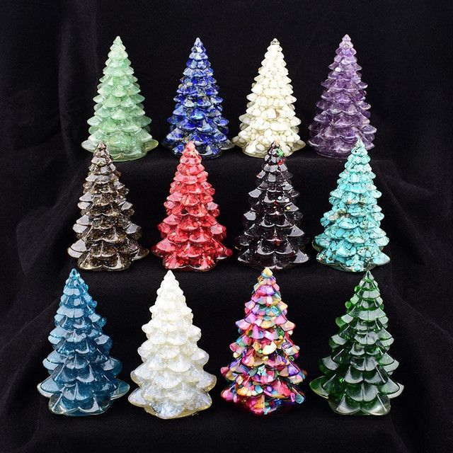 RYCRYSTAL Handgemachter Weihnachtsbaum aus Naturkristall und Harz als Tischdekoration in Multicolor - Bild 1