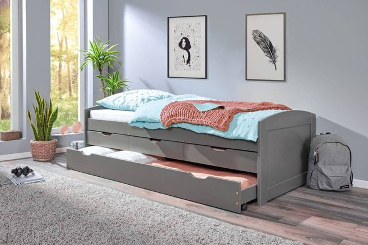 Funktionsbett Lena von Inter Link aus Massivholz mit Schubladen in Grau, B/L: 90 x 200 cm - Bild 2