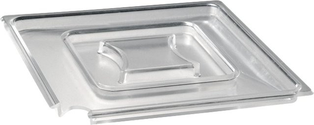APS Deckel FLOAT aus Kunststoff SAN, quadratisch, transparent, B/T/H: 19 x 19 x 1,3 cm mit Löffelaussparung - Bild 1
