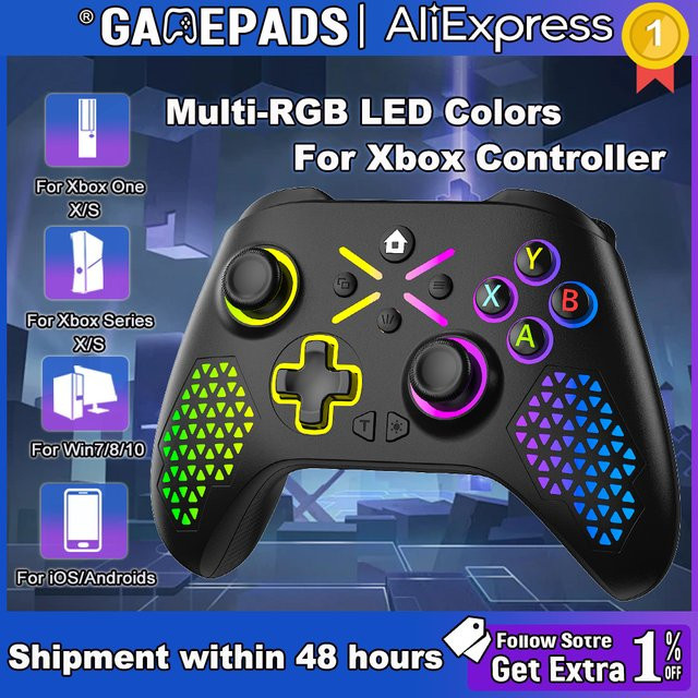 Bonacell RGB Wireless Controller für Xbox One, Xbox Series X/S und PC in Schwarz mit 650mAh Akku und Bluetooth-Verbindung - Bild 1