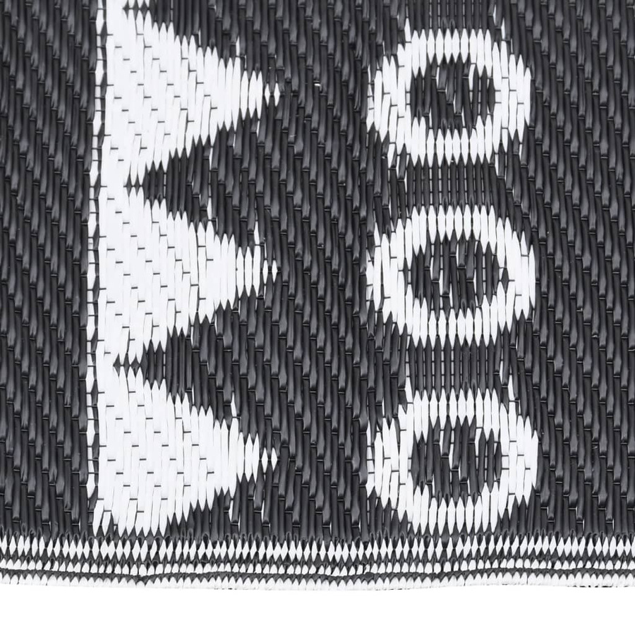 vidaXL Outdoorteppich mit Jacquard-Muster in Schwarz, B/T: 190 x 290 cm, Polypropylen (PP) - Bild 4
