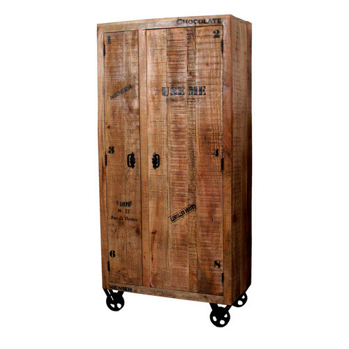 SIT Garderobenschrank RUSTIC aus Mangoholz und Metall, 2-türig, braun/schwarz, H: 190 cm, B: 90 cm, T: 90 cm - Bild 2