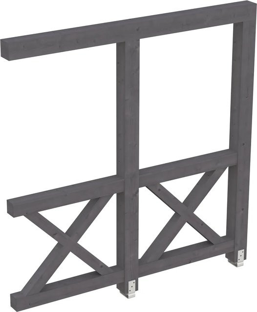 Skan Holz Seitenwand Andreaskreuz aus Fichte in Schiefergrau, B/H: 205 x 210 cm - Bild 1