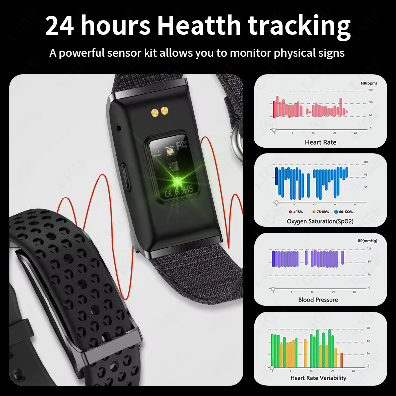 LIGE Smartwatch für Männer mit Herzfrequenzmonitor, 1 ATM wasserdicht, Schwarz, kompatibel mit Android und iOS - Bild 2