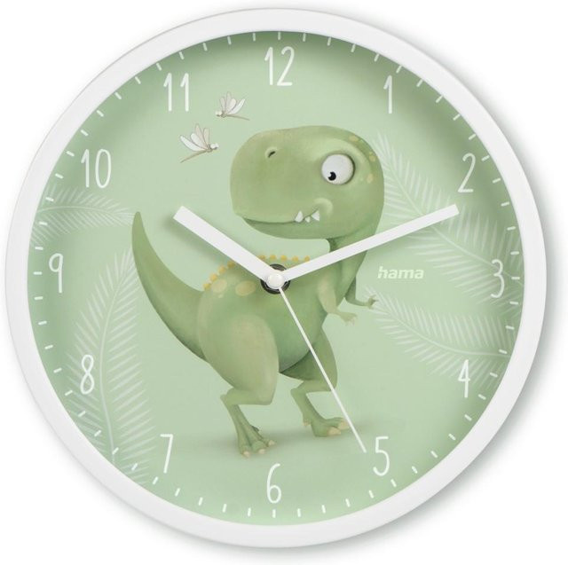 Hama Kinder-Wanduhr Cebu in Grün mit Animal-Print, analog und lautlos, Durchmesser: 25 cm - Bild 1