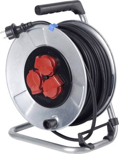 AS Schwabe Kabeltrommel 25m Schwarz mit Schutzkontakt-Stecker und IP44 Schutzart - Bild 1