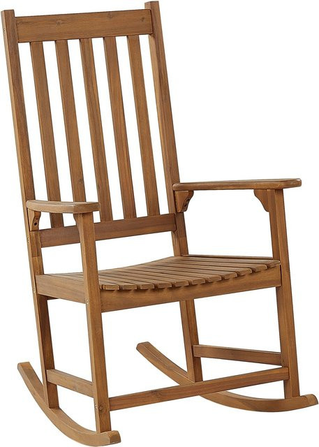 Beliani Schaukelstuhl aus Akazienholz in hellem Braun, B/T/H: 77 x 66 x 110 cm - Bild 1