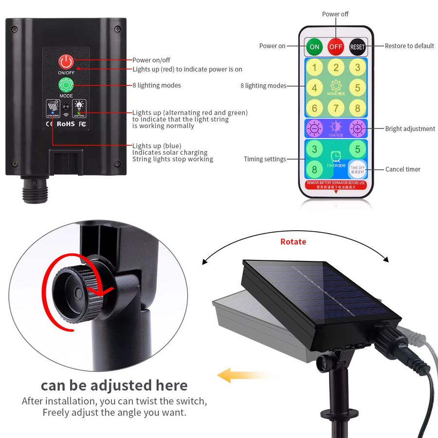 Wasserdichte Solar LED Lichterkette mit 1200mAh Akku für Garten und Außenbereich - Bild 4