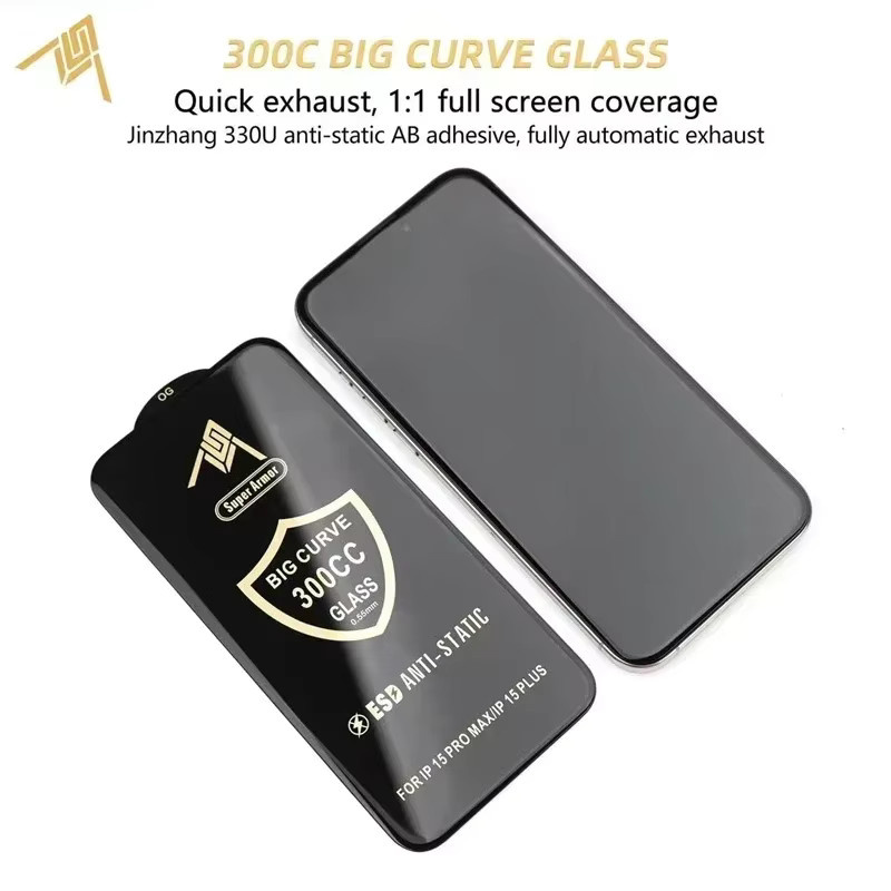 Arvin 300CC Big Curve ESG Anti-Statisch Panzerglas für iPhone 16 15 14 13 12 11 Pro Max Plus und iPhone XR X XS in Transparent - Bild 2