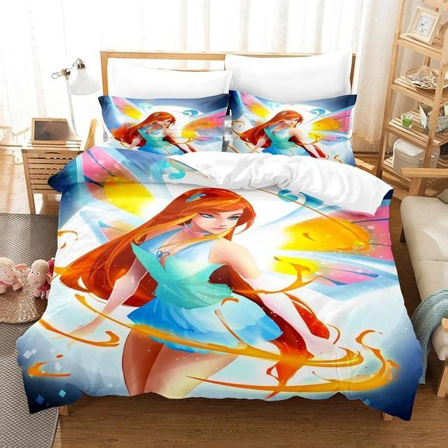Winx Bettwäsche-Set mit 3D-Anime-Print von Binchi Outdoor Product, mehrfarbig, Material Mikrofaser-Polyester, B/H: 135 x 200 cm - Bild 1