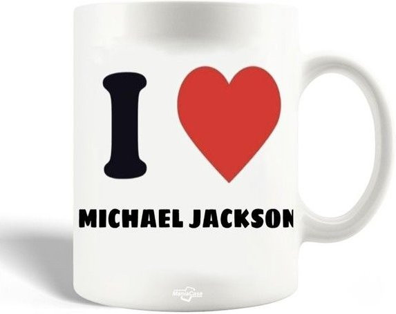 MANIACASE Keramiktasse Ich liebe Michael Jackson, weiß/schwarz, 300 ml - Bild 1