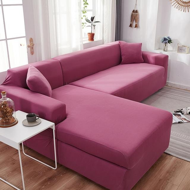 Elastischer Ecksofa-Bezug für L-förmige Sofas aus Spandex, Farbe: Leuchtend Rot, Größe: Medium (145-185 cm) - Bild 1